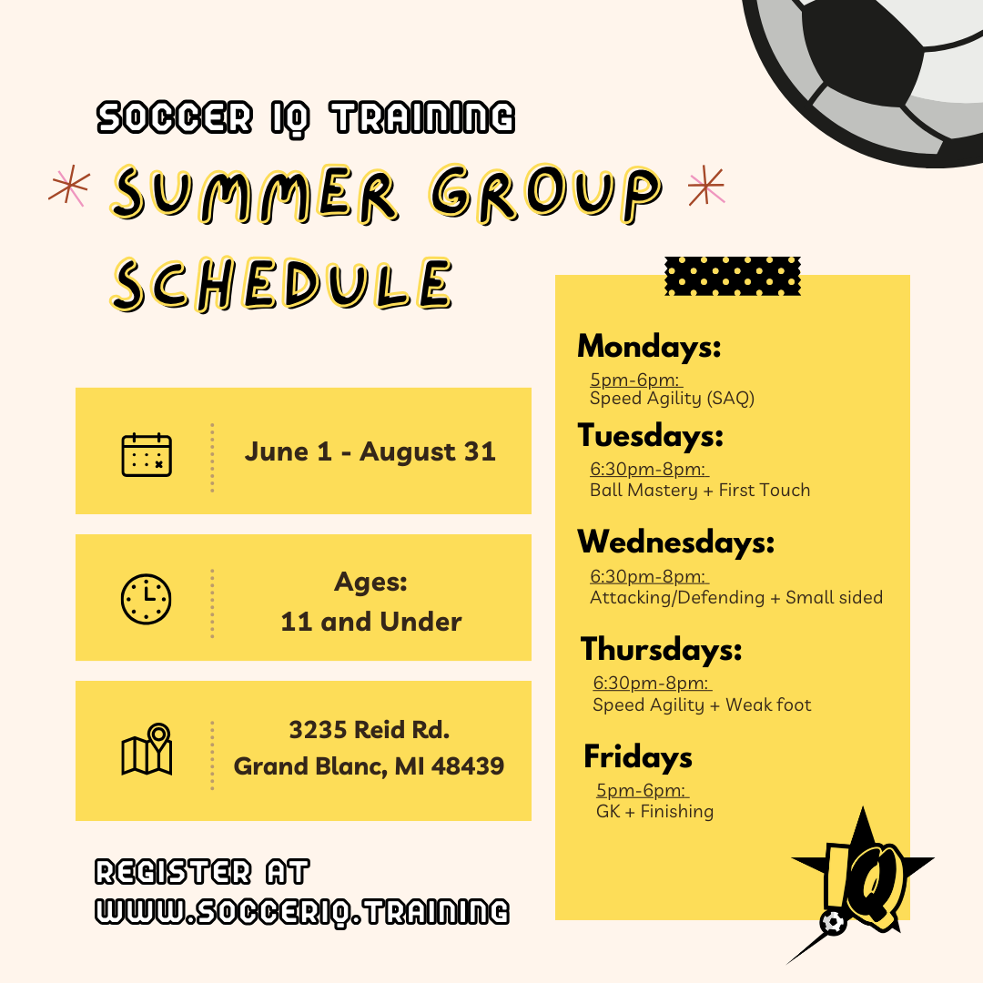 Summer Group Schedule, 3v3 Teams, Private Training